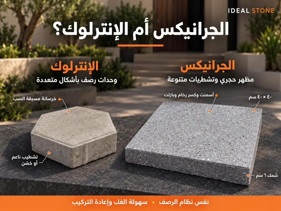 الجرانيكس أم الإنترلوك: نفس نظام الرصف وسهولة الفك وإعادة التركيب